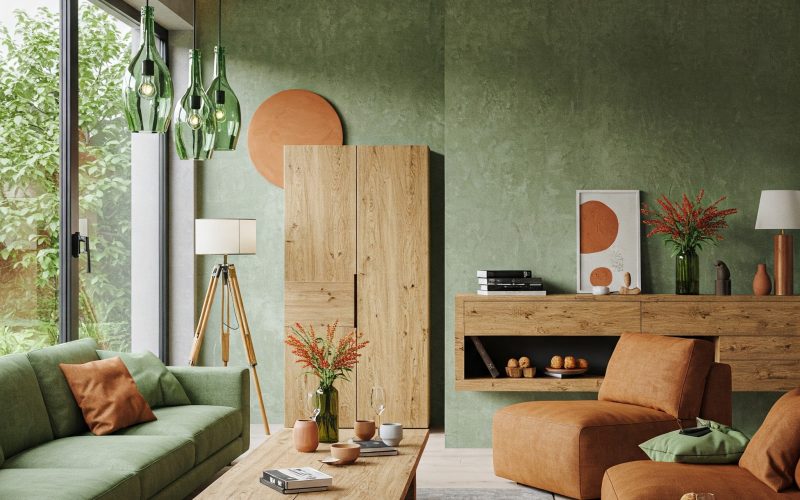 Interior Design, Living Room, Green Interior, Modern Interior.